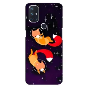 Чехлы с картинкой Лисички для OnePlus Nord 10 5G (VPrint) (Лисички космонавты)