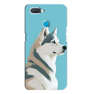 Чехол с Хаски для OPPO A12 - (AlphaPrint) (Хаски арт)