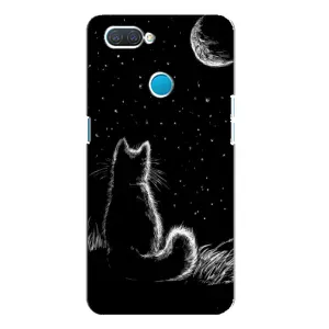 Чехол с принтом для OPPO A12 (AlphaPrint) Модные коты (Котик и луна)