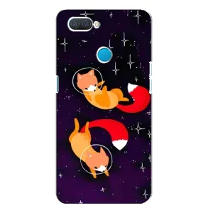 Чехлы с картинкой Лисички для OPPO A12 (VPrint) (Лисички космонавты)