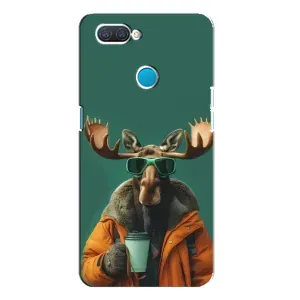 Чохол з принтом стильні тварини для OPPO А12 (Лось з кавою)