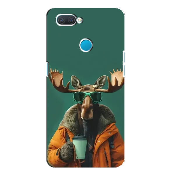 Чехол с принтом «Лось с кофе» для OPPO A12