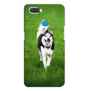 Чехол с Хаски для OPPO A12 - (AlphaPrint) (Радостный Хаски)