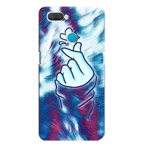 Чехол с принтом для OPPO A12 (AlphaPrint - Знак сердечка) (Радужное сердце)