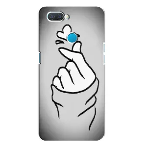 Чехол с принтом для OPPO A12 (AlphaPrint - Знак сердечка) (Значок Love)