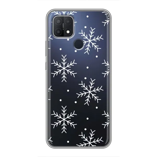 Чехол с принтом «Белые снежинки» для OPPO A15