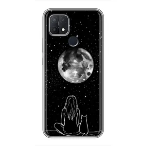 Чехол с рисунком кот на OPPO A15 (Девушка с котом)
