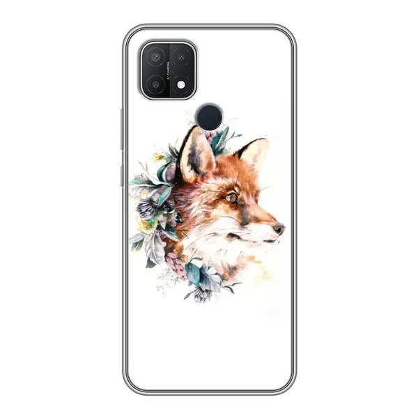 Чохол з принтом «Лиса в квітах» для OPPO A15 Чохол з принтом «Лиса в квітах» для OPPO A15