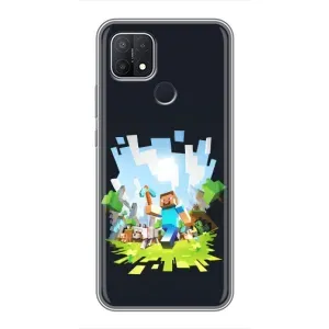 Чехол Майнкрафт на OPPO A15 (AlphaPrint) Minecraft (персонажи Minecraft)