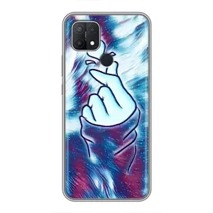 Чохол з принтом для OPPO A15 (AlphaPrint - Знак сердечка) (Радужне серце)