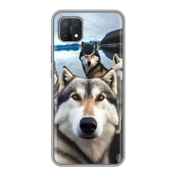 Чохол з принтом «Селфі Хаскі» для OPPO A15 Чохол з принтом «Селфі Хаскі» для OPPO A15