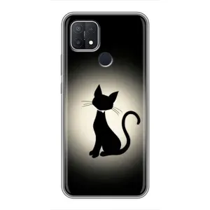 Чехол с принтом для OPPO A15 (AlphaPrint) Модные коты (Силуэт котика)