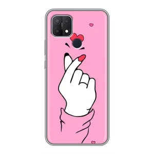 Чехол с принтом для OPPO A15 (AlphaPrint - Знак сердечка)