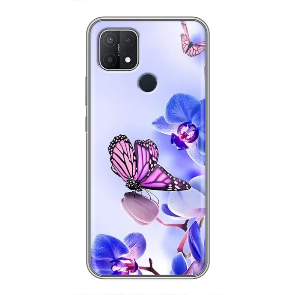 Чехол с принтом «Бабочка на цветочке» для OPPO A15s