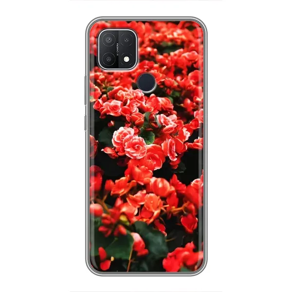 Чехол с принтом «Цветы красные» для OPPO A15s