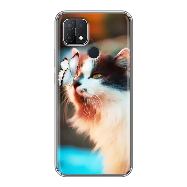 Чехол с принтом «Котик с бабочкой» для OPPO A15s