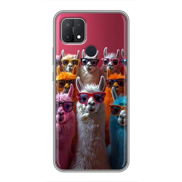 Чохол з принтом «Лами в окулярах» для OPPO A15s