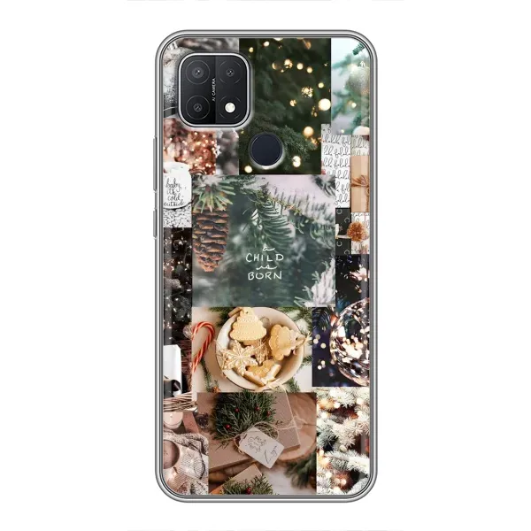 Чехол с принтом «Рождественский коллаж» для OPPO A15s