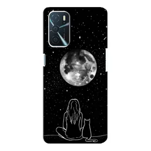 Чехол с рисунком кот на Oppo A16 (Девушка с котом)