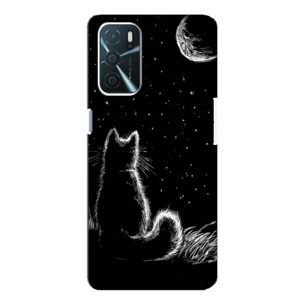 Чехол с принтом «Котик и луна» для OPPO A16 Чехол с принтом «Котик и луна» для OPPO A16