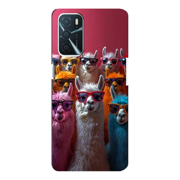 Чехол с принтом «Ламы в очках» для OPPO A16