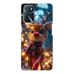 Яскравий чохол для OPPO A16 з Зимові Оленята (Олень з шарфом)