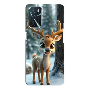 Яскравий чохол для OPPO A16 з Зимові Оленята (Оленятко в лісі)