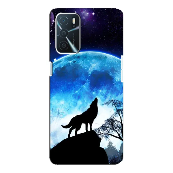 Чохол з принтом «Вовк на місяць» для OPPO A16