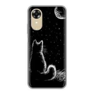 Чохол з принтом для Oppo A17k (AlphaPrint) Модні коти (Котик і місяць)