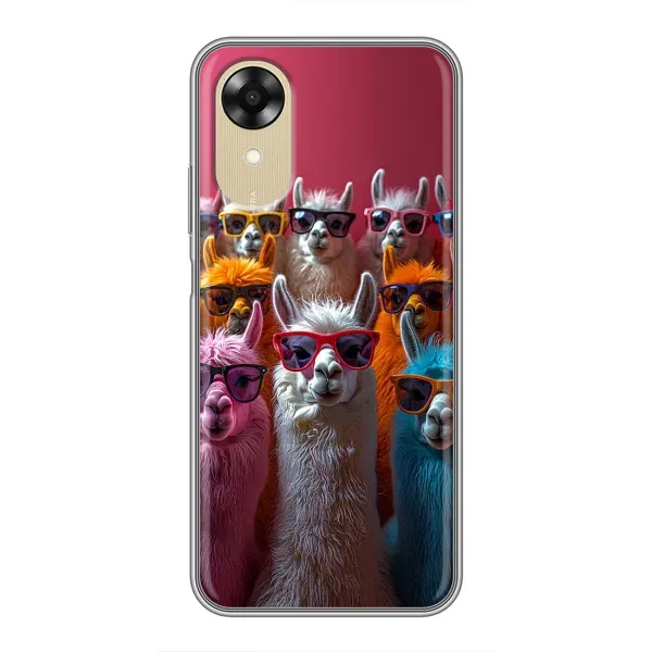Чехол с принтом «Ламы в очках» для OPPO A17k