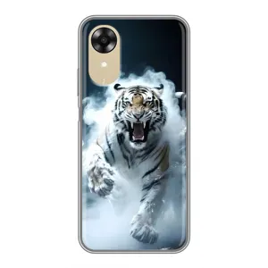 Чехол с картинкой «Хищники» для Oppo A17k (Белый тигр в дыму)