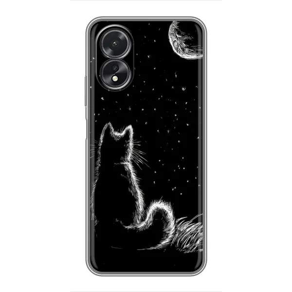 Чехол с принтом «Котик и луна» для OPPO A18