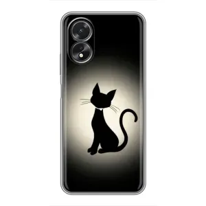 Чехол с принтом для Oppo A18 (AlphaPrint) Модные коты (Силуэт котика)