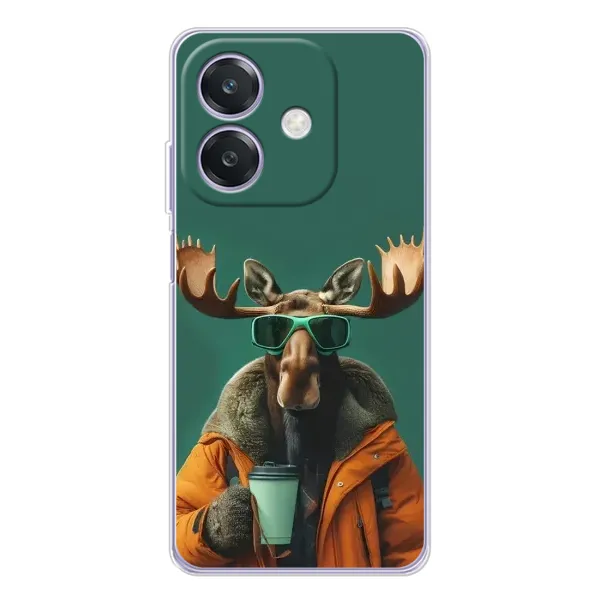Чехол с принтом «Лось с кофе» для OPPO A3