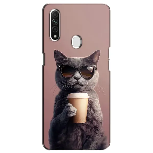 Чохол з принтом «Кіт з кавою» для OPPO A31