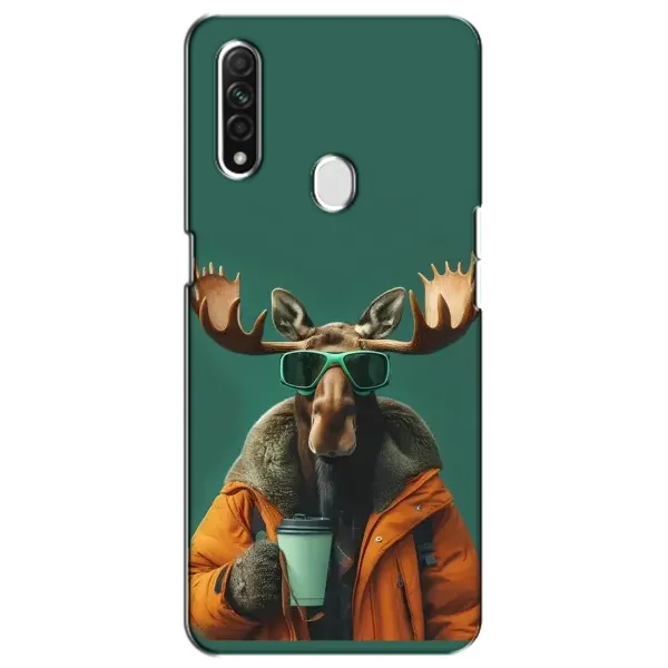 Чохол з принтом «Лось з кавою» для OPPO A31