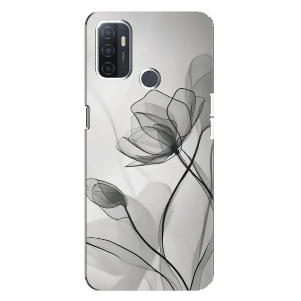 Чехол с принтом «Черные цветы» для OPPO A32 Чехол с принтом «Черные цветы» для OPPO A32