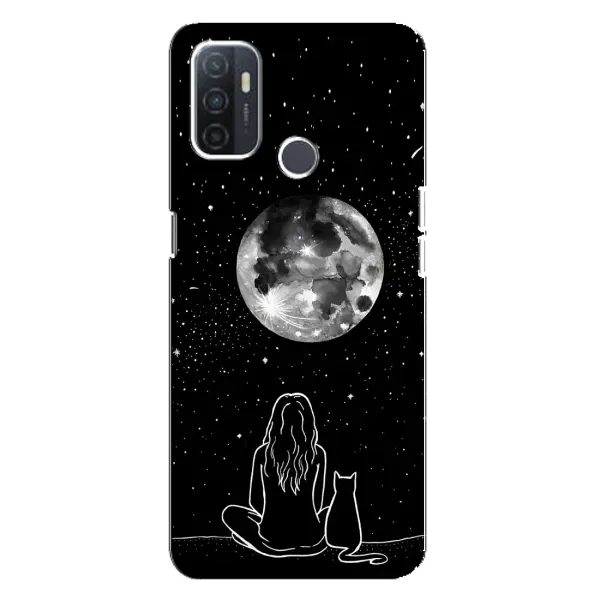 Чохол з принтом «Дівчина з котом» для OPPO A32