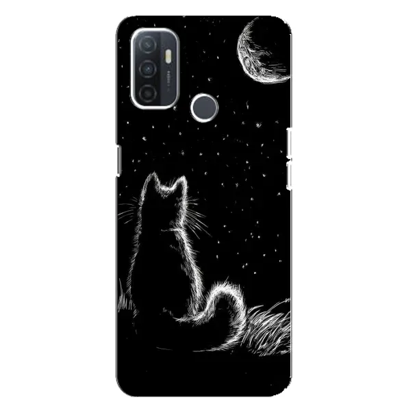 Чохол з принтом «Котик і місяць» для OPPO A32 Чохол з принтом «Котик і місяць» для OPPO A32