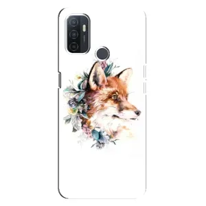 Чохли з картинкою Лисичка для Oppo A32 (VPrint) (Лиса в квітах)