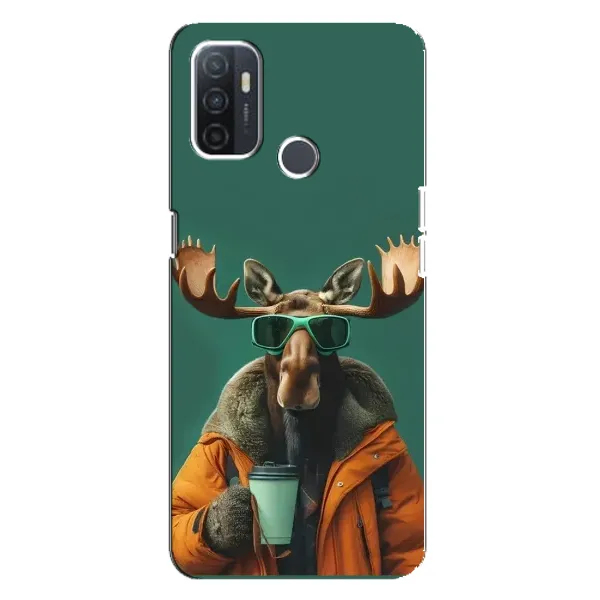 Чохол з принтом «Лось з кавою» для OPPO A32