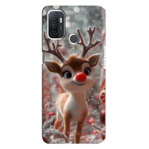 Яркий чехол для Oppo A32 с Зимними Оленятами