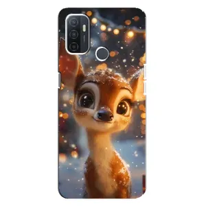 Яркий чехол для OPPO A32 с Зимними Оленятами (Олененок среди гирлянд)