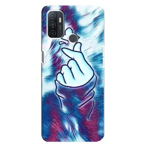Чохол з принтом для Oppo A32 (AlphaPrint - Знак сердечка) (Радужне серце)
