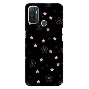 Чехол с розовым рисунком для Oppo A32 (Розовые цветы на черном)