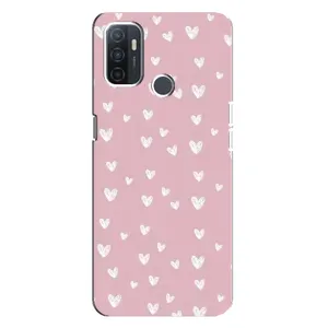 Чехол с розовым рисунком для Oppo A32 (Сердечки на розовом)