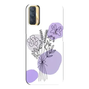 Силиконовый чехол с принтом в цветах на Oppo A33 (Букет фиолетовая абстракция)