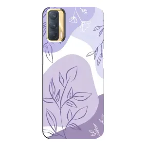 Силиконовый чехол с принтом в цветах на Oppo A33 (Фиолетовые листья абстракция)
