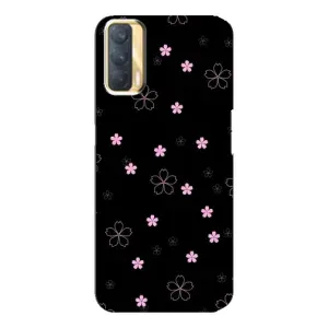 Чехол с розовым рисунком для Oppo A33 (Розовые цветы на черном)