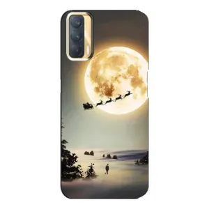 Новогодние, Праздничные Чехлы для Oppo A33 - 2024 год (Санта на луне)